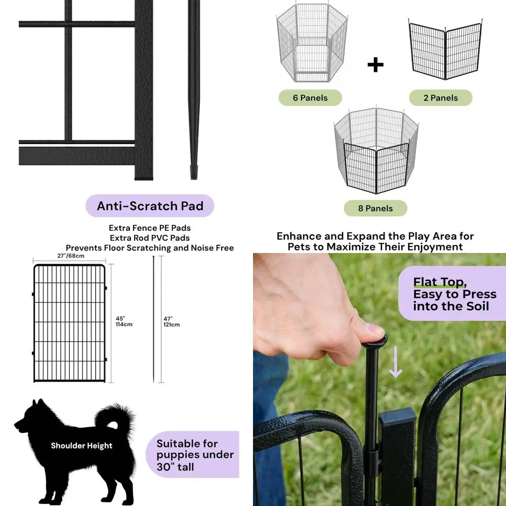 

Прочный 45 уличный манеж для собак, 2-панельный корпус для больших собак, безопасная и бесплатная область игр, черный