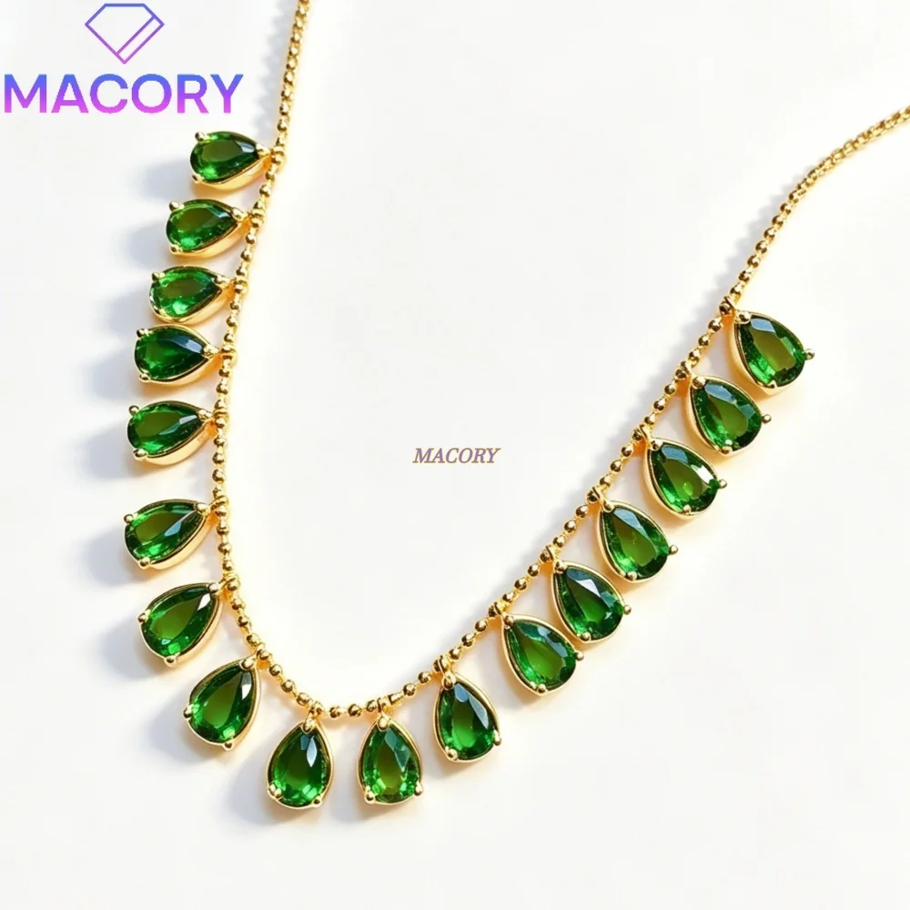 S925 sterling silver natural Diopside necklace elegant and simple vacation style garnet and amethyst multiple options