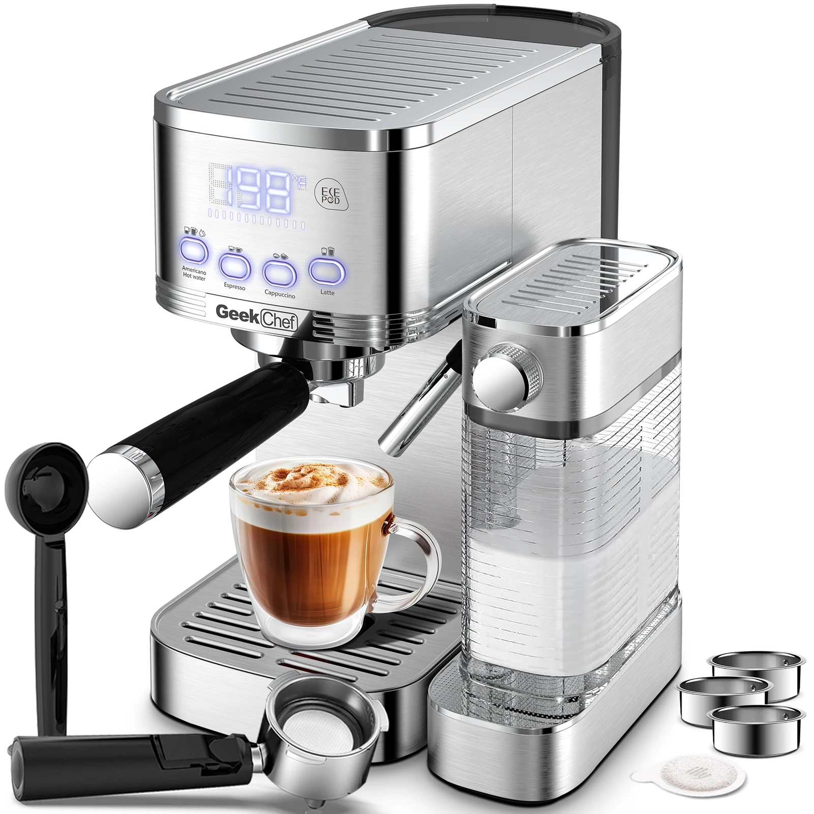 Italian Espresso Machine Household Small Semi-automatic Milk Foam Integrated Stainless Steel Coffee Machine