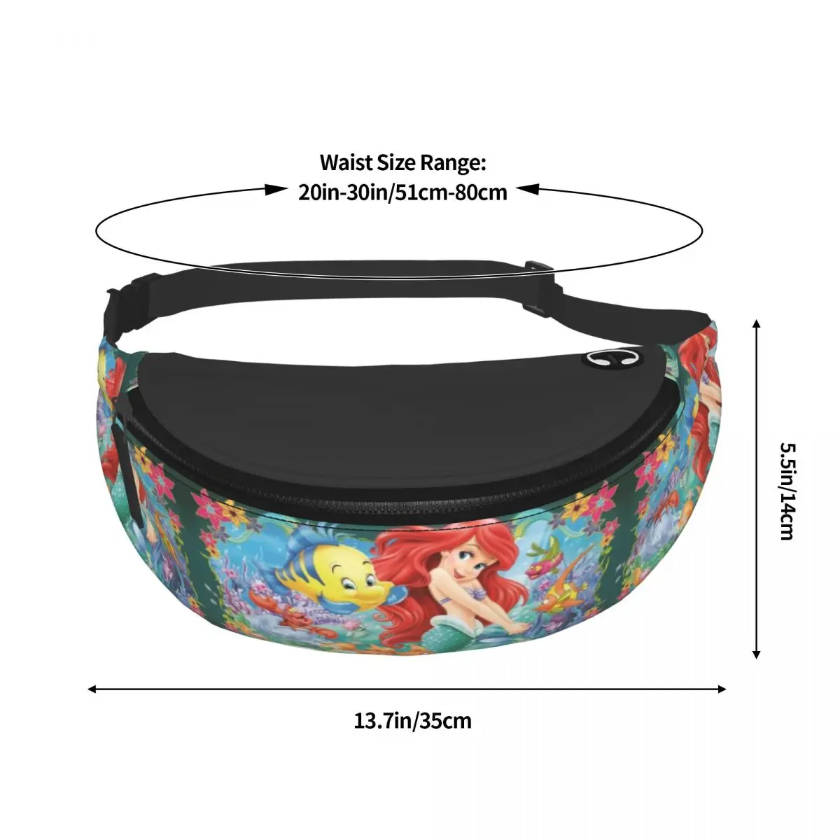 Marsupio personalizzato Little Mermaid Ariel Cartoon marsupio uomo donna marsupio a tracolla per il viaggio in bicicletta porta soldi