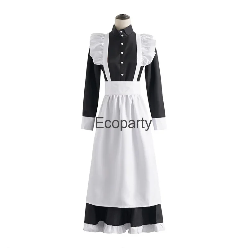 Lolita empregada cosplay traje para mulheres, preto e branco, uniforme anime, vestido, bonito, gótico, garçonete, roupas japonesas, meninas, novo