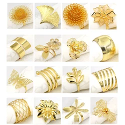 12pcs, Elegant Golden Metal Napkin Rings for Party and Dining Table Decor - Set of 12