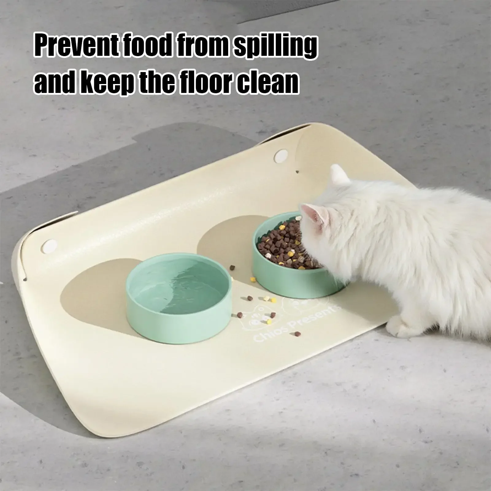 Pet Feeding Mat Pet Food Feeding Pad PU Leather Pet Anti Spill Placemat Waterproof Oil Resistant Cat Bowl Mat