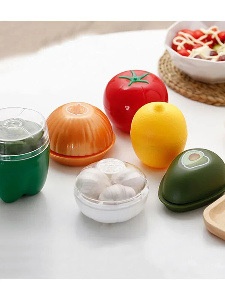 

Vegetable Fruit Containers Set Bpa-free Reusable Food Preservers Onion Garlic Tomato Lemon Savers Dishwasher Safe Air-tight Roun