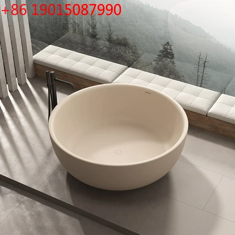 

Отдельностоящая цельнолитая матовая круглая ванна из искусственного камня для отелей и гостевых домов, для взрослых