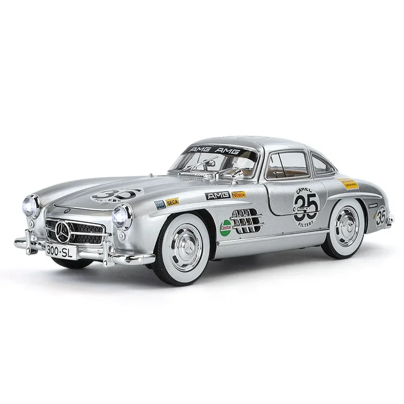 メルセデス-ベンツ300sl-子供用合金ダイキャストカーモデル、1:24、音と光、古典的なおもちゃ、収集品、趣味、誕生日プレゼント、c357