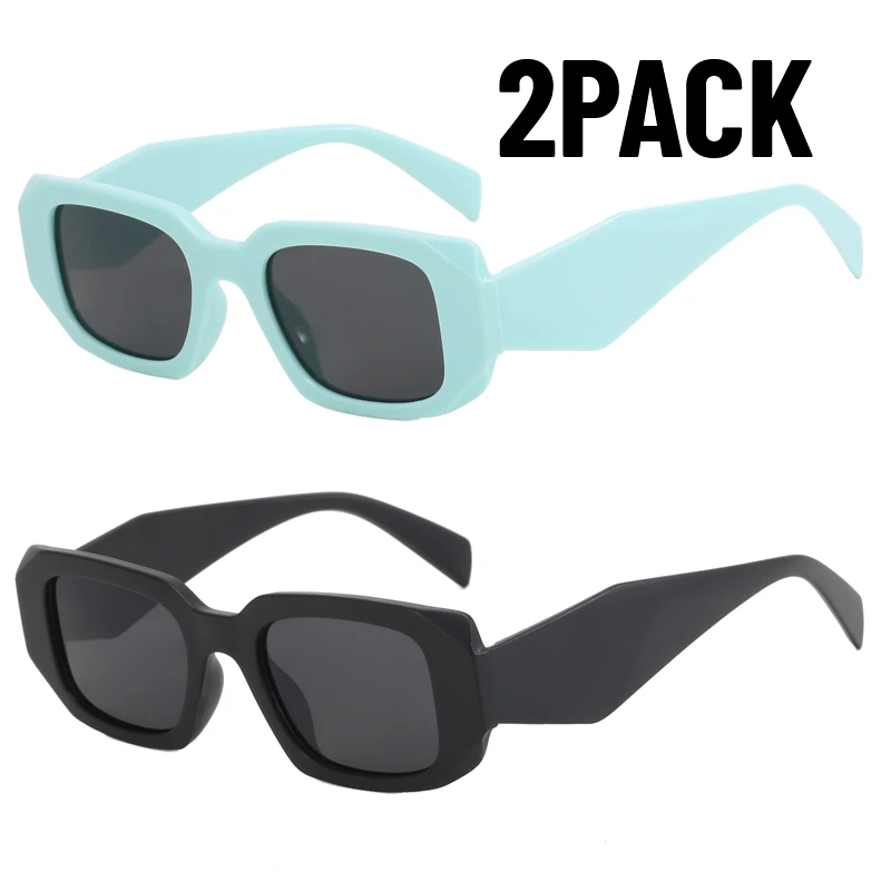 

2PACK Fashion Vintage Sunglasses Women Luxury Brand Designer Candy Color Square Travel Outdoor Fishing Sun Glasses Casual