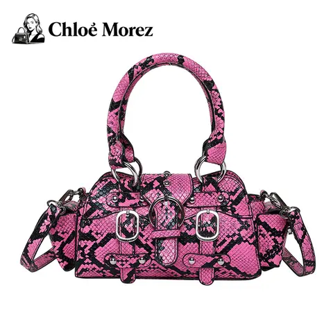 Snake Print Crossbody Bag Versatile PU Single Shoulder Bag for Men Women