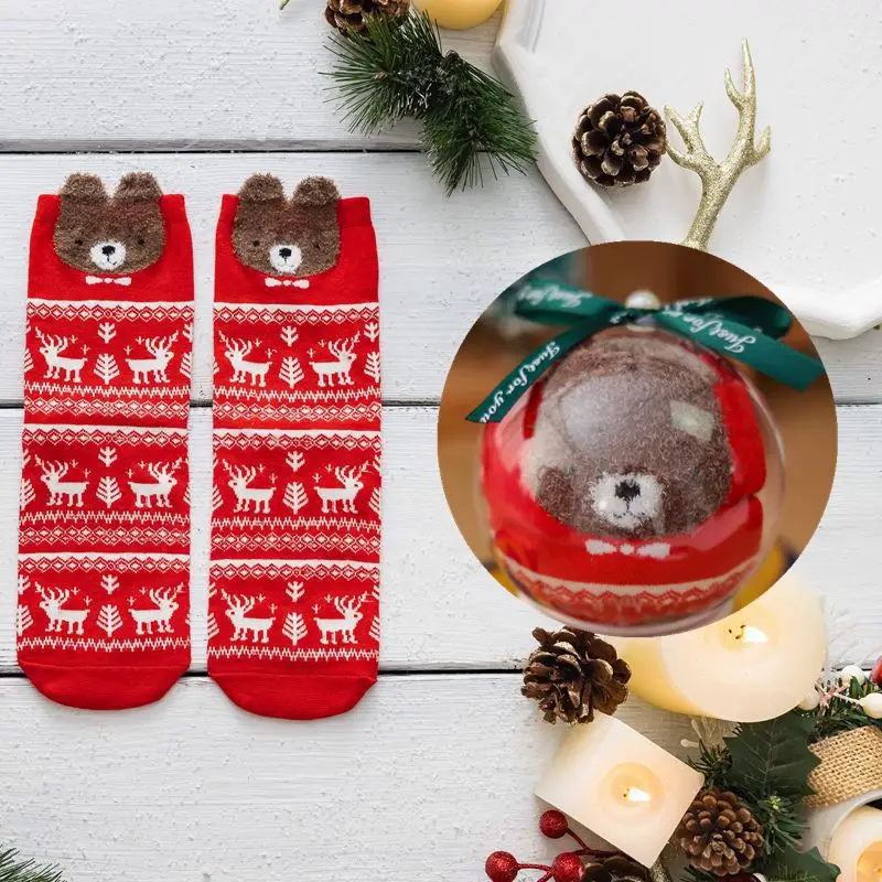 Christmas Ball Socks for Women DIY Gift Socks Birthday Socks Warm Winter Slipper Socks Soft Fluffy Socks Xmas Gift Tree