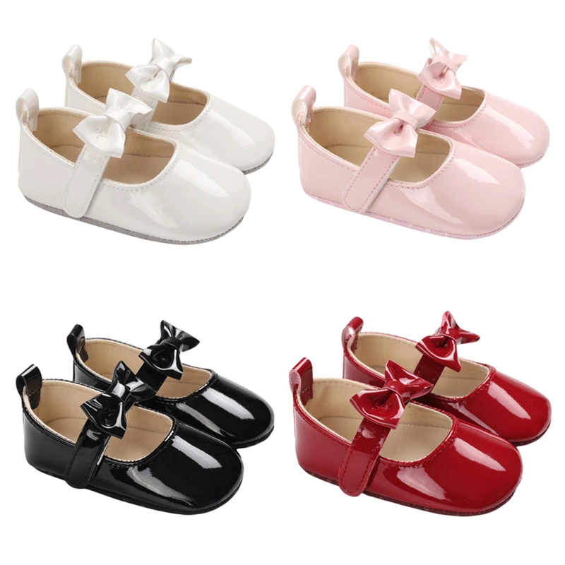 Bebê Meninas Mocassins Bonito Macio Sole Bowknot PU Couro Flats Sapatos Primeiros Caminhantes Não-Deslizamento Primavera Verão Princesa Sapatos