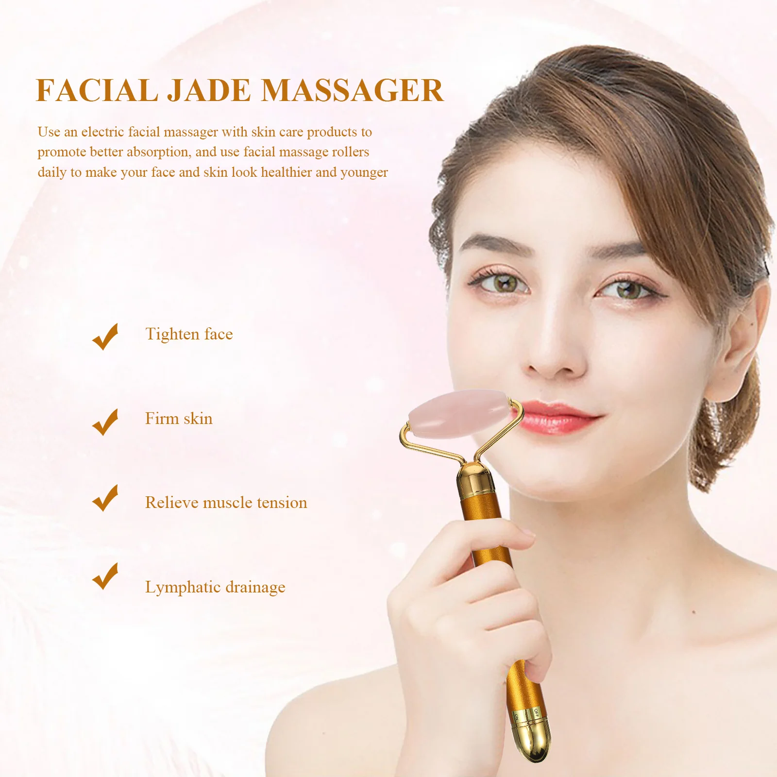 

1Set Natural Jade Crystal Facial Roller 3-in-1 Face Massage Kit Promote Collagen Circulation Reduce Wrinkles Dark Circles