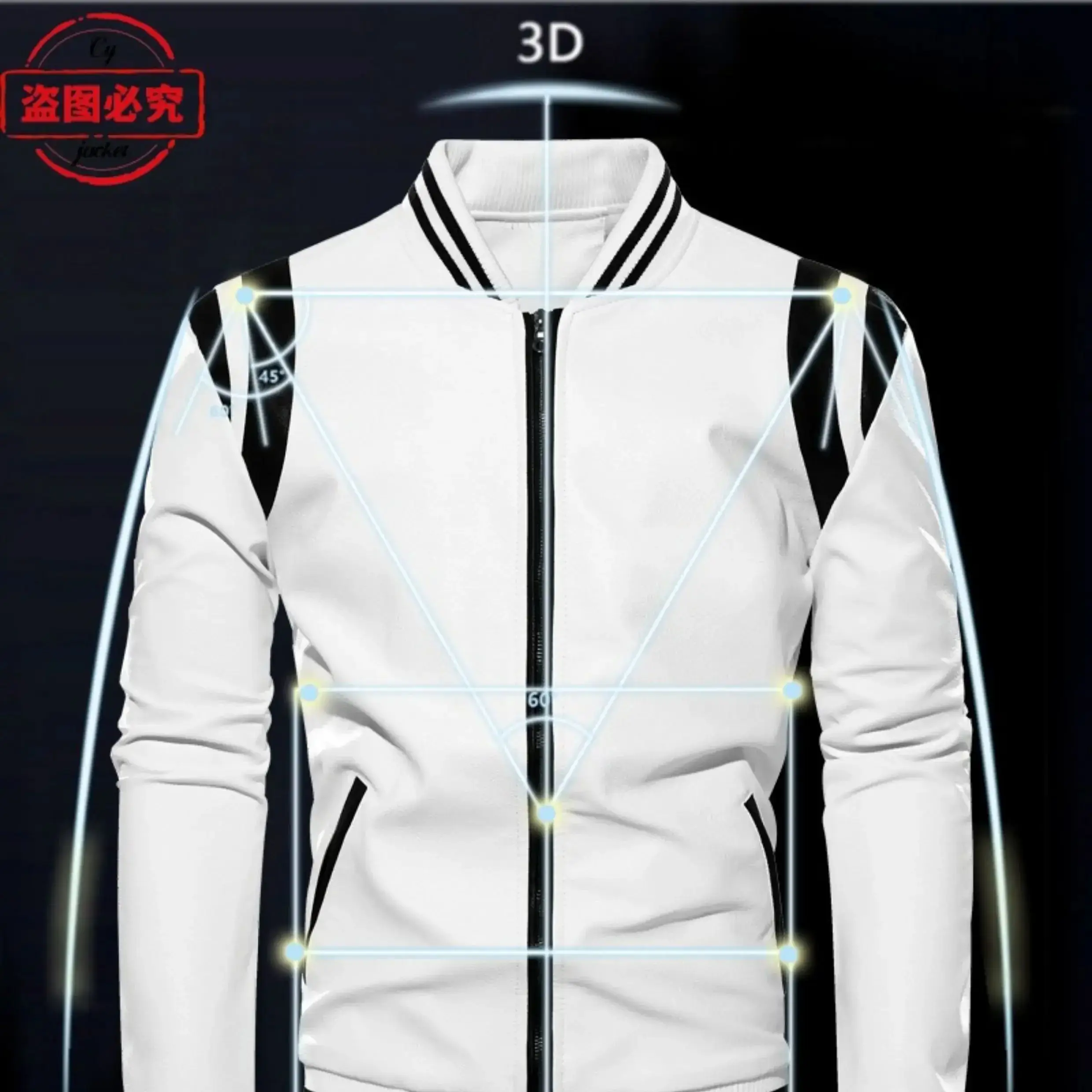 

European size Mustang logo print retro washed PU windproof autumn and winter velvet men's racing suit leather jacket