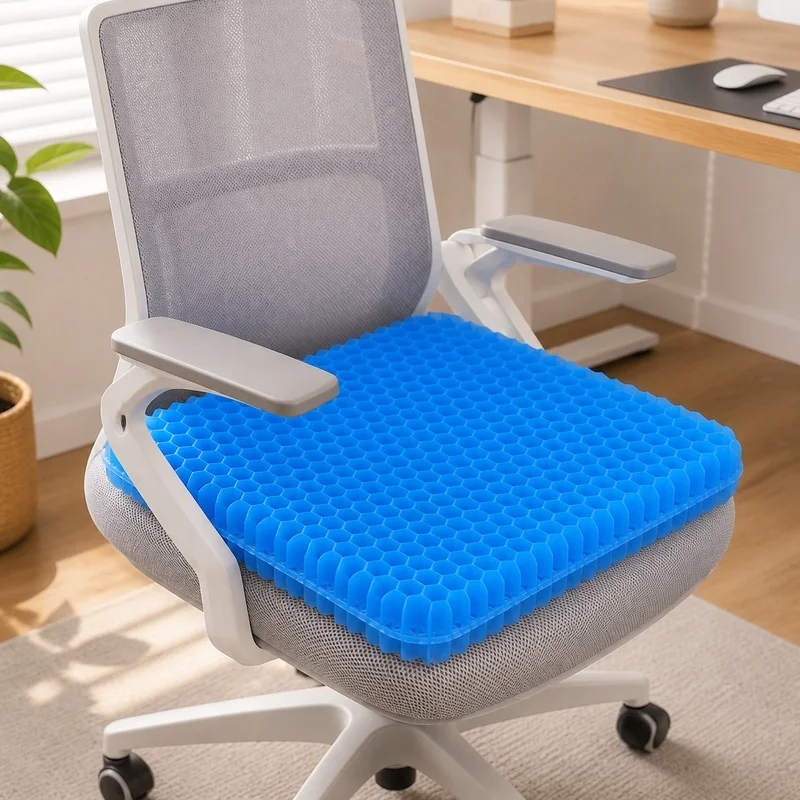Ergonomic Gel Honeycomb Seat Cushion for Comfort and Pressure Relief on Office Chairs, Wheelchairs, and Vehicles