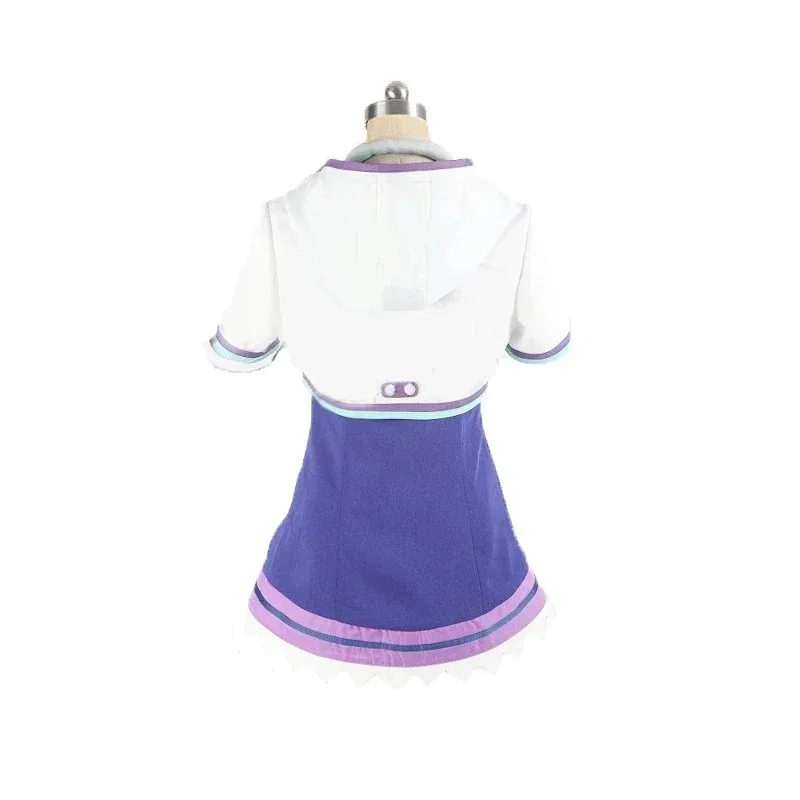 

DY20Hyperdimension Neptunia Neptune Cosplay Costume Halloween Uniform Outfit Coat+Skirt+Nekc+Socks+hair For Women Girls Hallowee