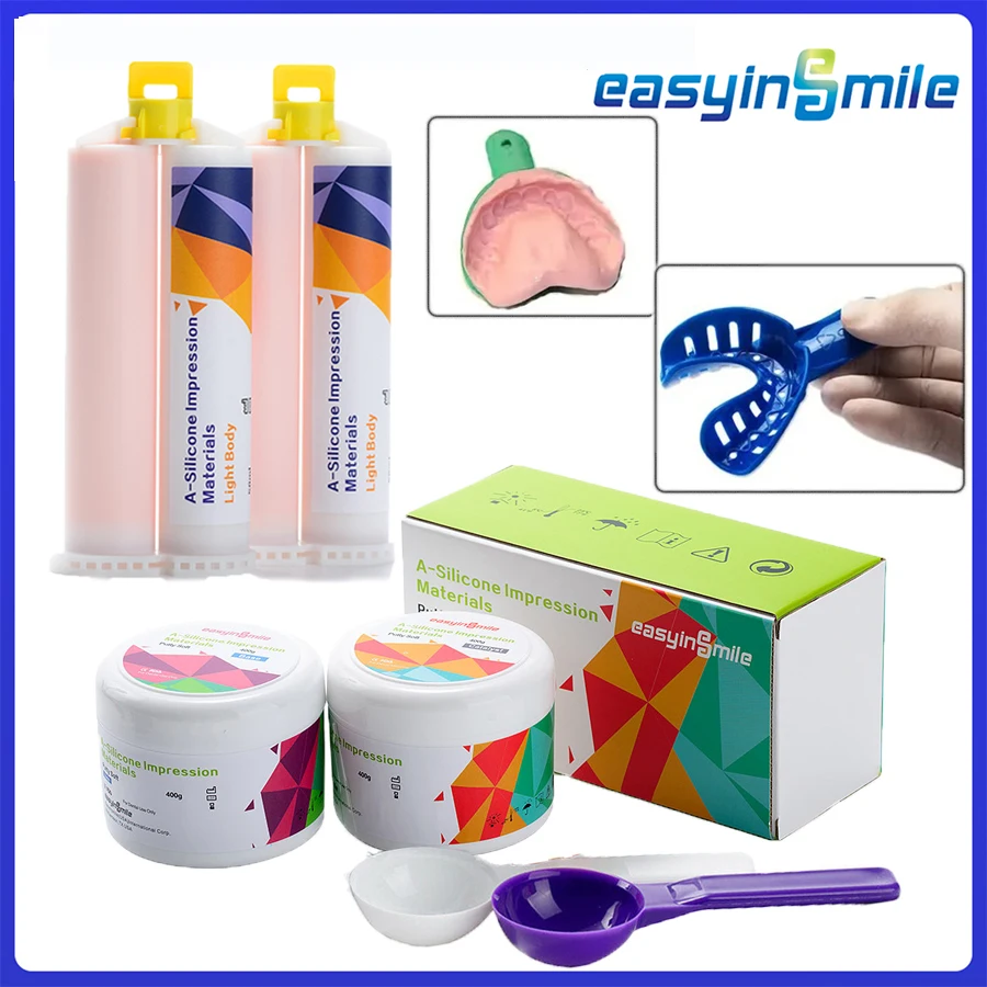 Dental Perforated Plastic Silicone Impression Tray Orthodontic Light Body Silicone Rubber Materials Dentist Hydrophilic Bridge