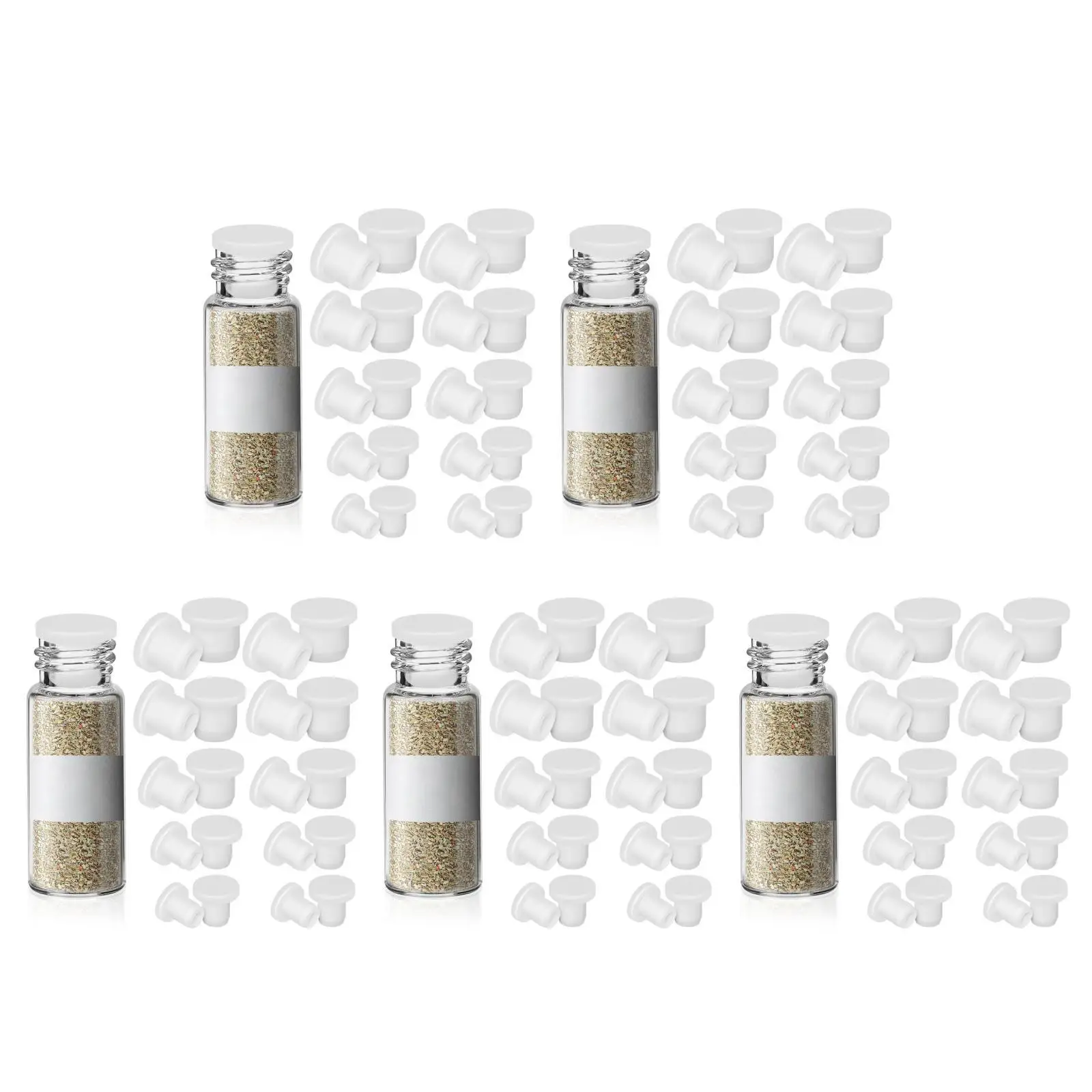 

5pcs 5 Pieces Silicone Cap Pepper Shaker Stoppers Salt Plug White Replacement Spice Caps