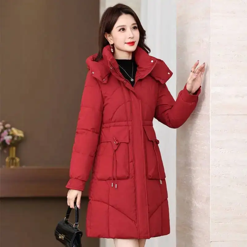 

Female Straight Winter Coat Women Long Casual Down Jackets Parkas Slim Remove Hooded Parka Oversize Fashion Outerwear