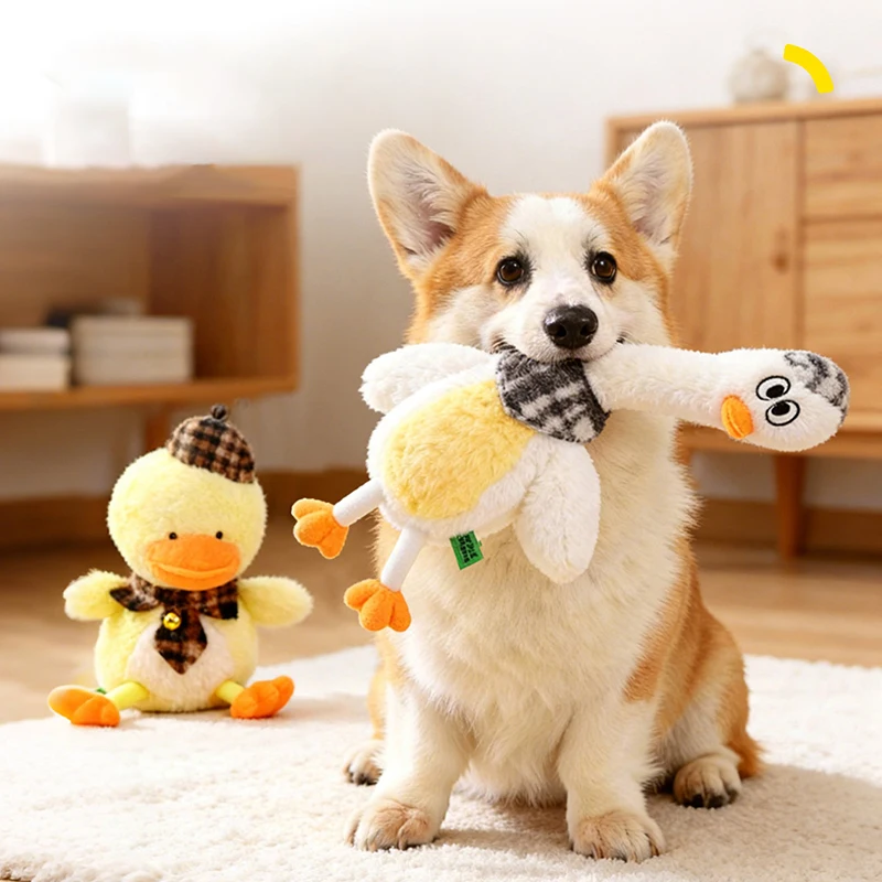 

Cute Duck Plush Dog Toy Voice-Activated Boredom Relief Grinding Teeth Indoor Chew Toys for Small Medium Dogs Balle Pour Chien