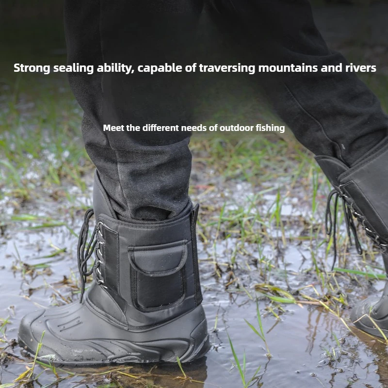 Non-Slip Ice Angling Shoes, Waterproof Snow Boots for Fishing, Insulated Rock Fishing Footwear, Anti-Skid Winter Waders