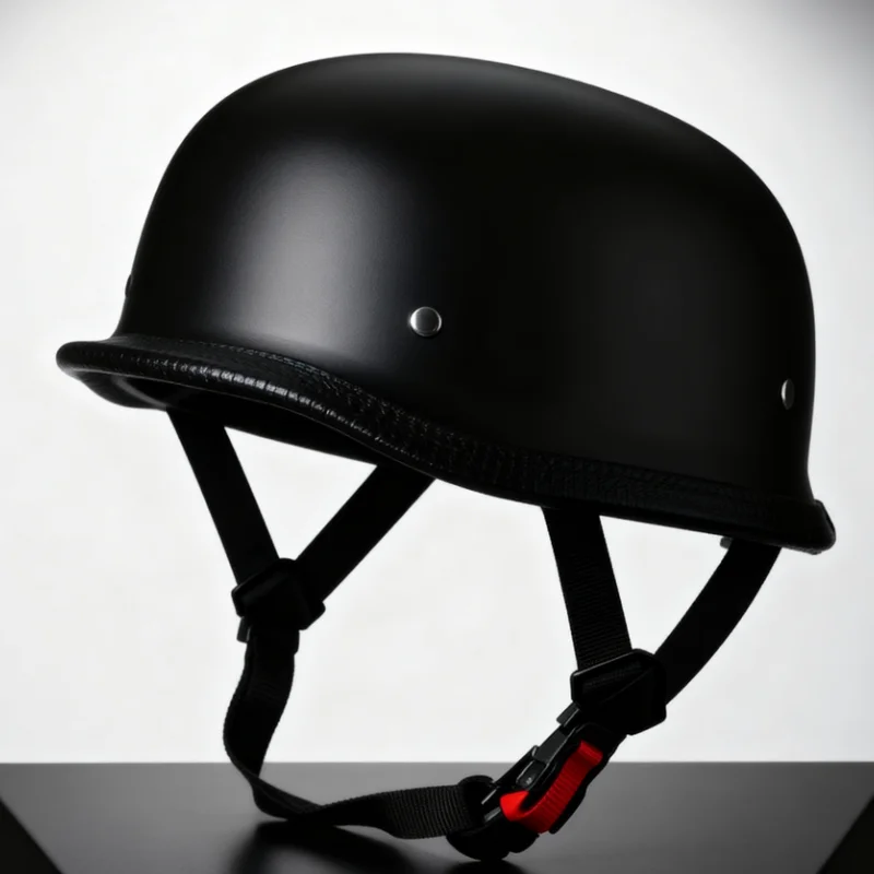 

German retro motorcycle helmet with open-face design, DOT-certified for riders, available in multiple sizes