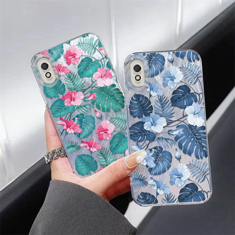 Etui Fashion Leaves Plant Flowers Pattern IMD Case dla Xiaomi Redmi 13 12 11 10 Wstrząsoodporna laserowa przędza z piór Miękki pokrowiec na telefon Funda