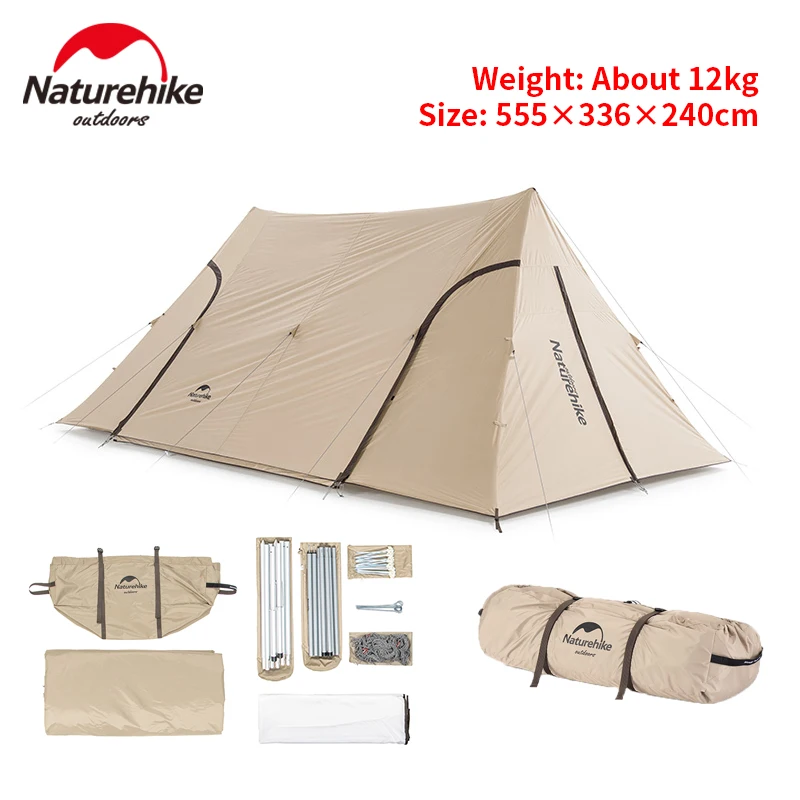 Naturehike Cloud Cover Medium-Tower Canopy Tent Outdoor Camping 18㎡ Sunscreen 150D Windproof Shelter Travel With Open Cinema