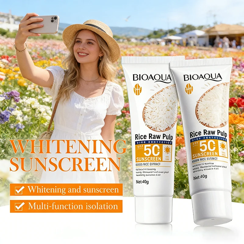 

Солнцезащитный крем BIOAQUA Rice Raw Pulp SPF 50 с эффектом отбеливания, многофункциональный, обеспечивающий полную защиту от УФ-излучения, водостойкий, устойчивый к поту, для ухода за кожей.