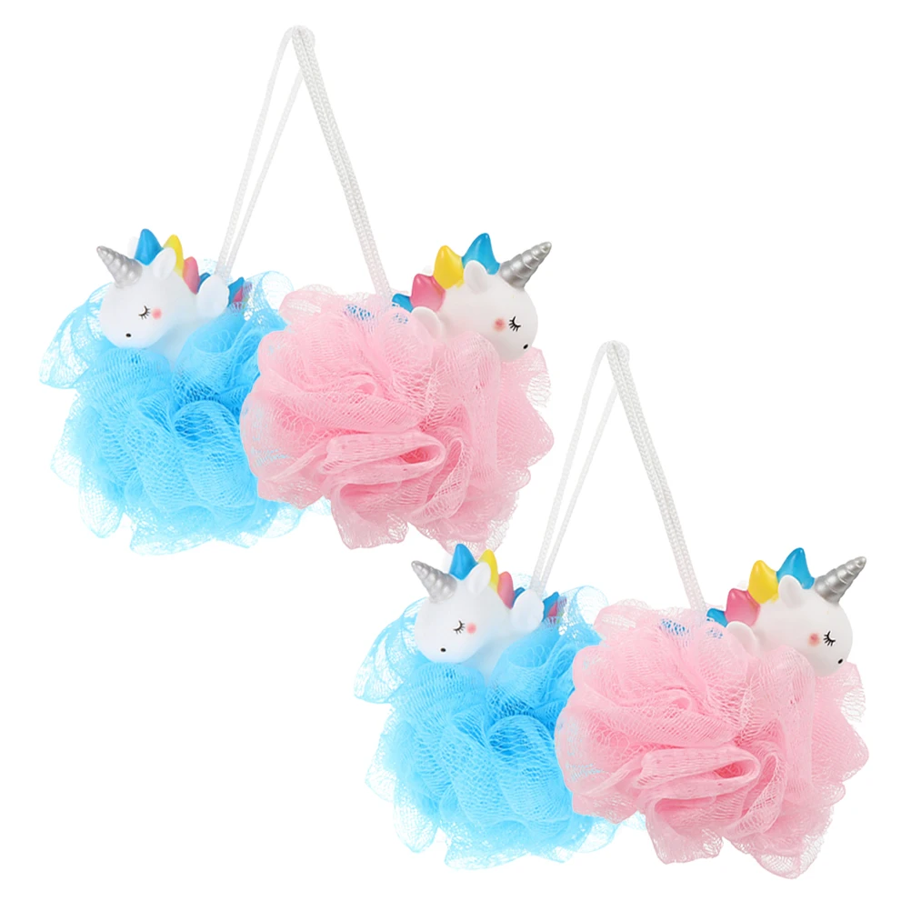 

4 pcs Unicorn Ball PE Mesh Kids Loofah Shower Skin Scrubber Shower Scrub Body Exfoliation Toddler Sponge Storage
