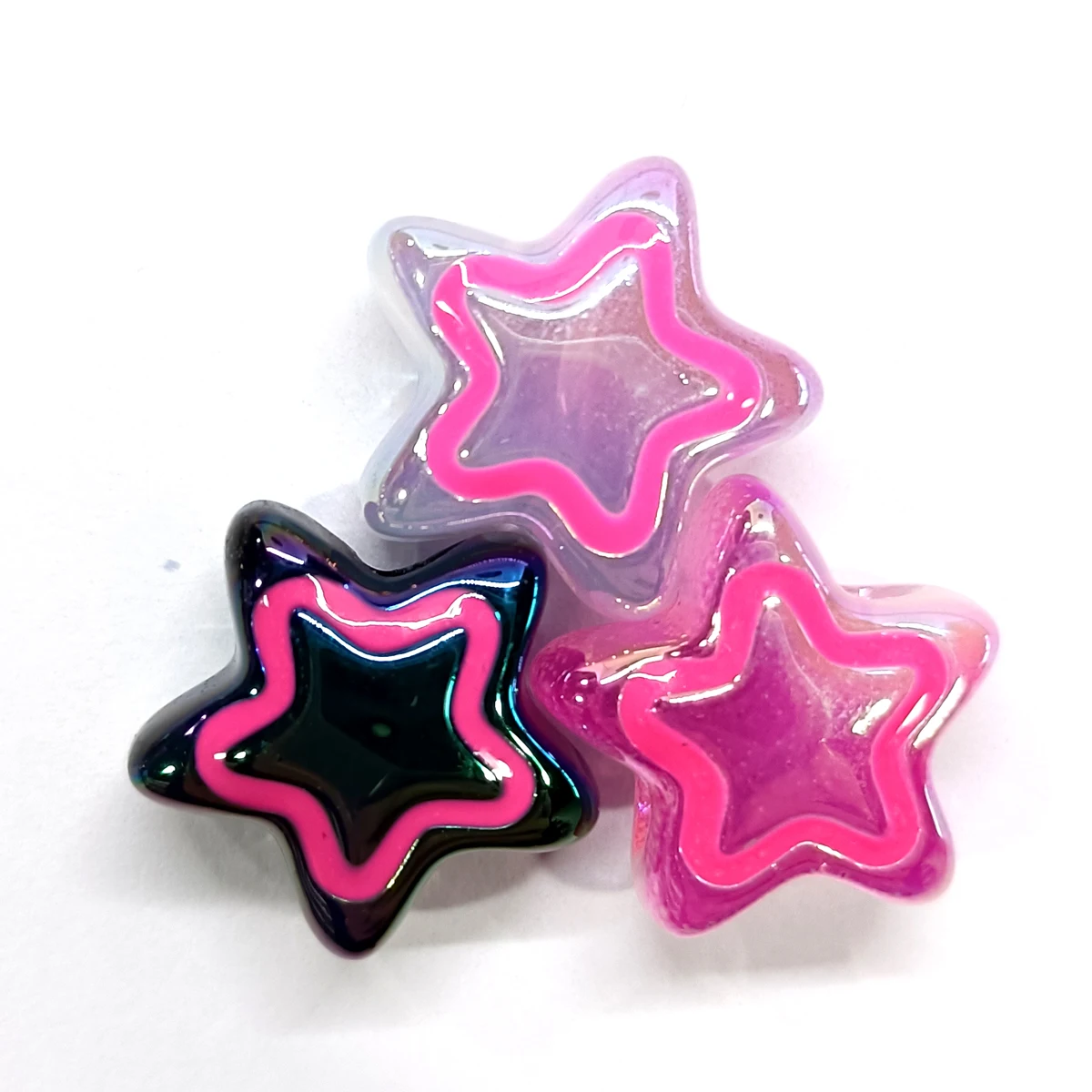 10pcs Hand-Painted Jelly Color Transparent Acrylic Beads Star Starfish Perforated for DIY Bracelet Pen Accessories jewelry