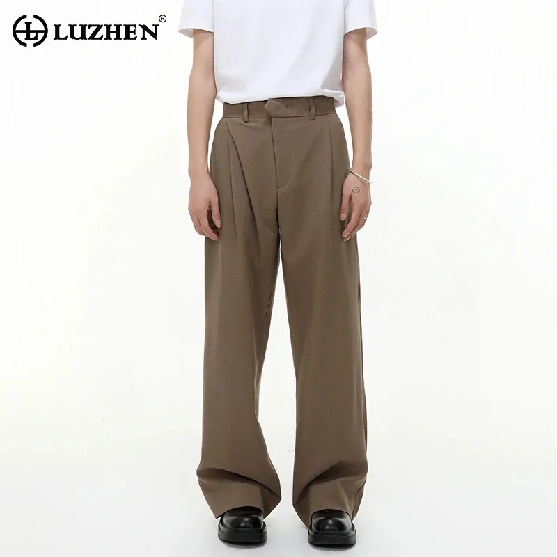 

LUZHEN 2025 новые модные однотонные прямые брюки мужские оригинальные высококачественные элегантные красивые повседневные брюки джентльмен JY4365