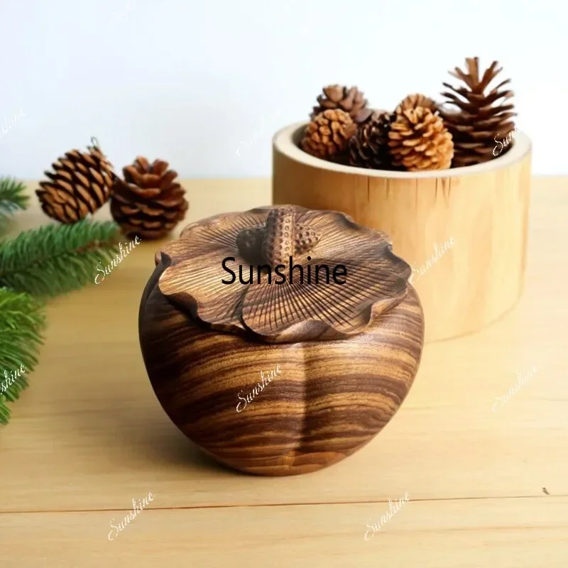 Whole wood hand-carved craft persimmon jarT*