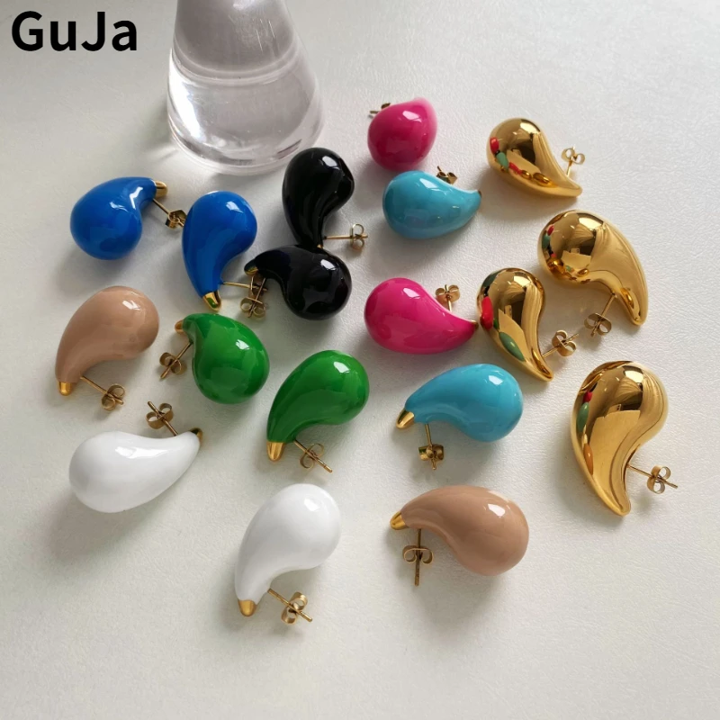 Pendientes coloridos de Metal en forma de lágrima para mujer y niña, Joyería Moderna, accesorios para las orejas, gran oferta