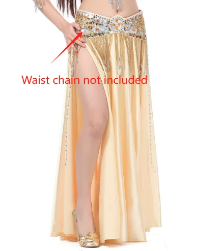 Dubbelgesneden Tinnen Rok Buikdans Grote Zoom Rok Dansrok Podium Performance Rok Glanzende Rok Dance Prop