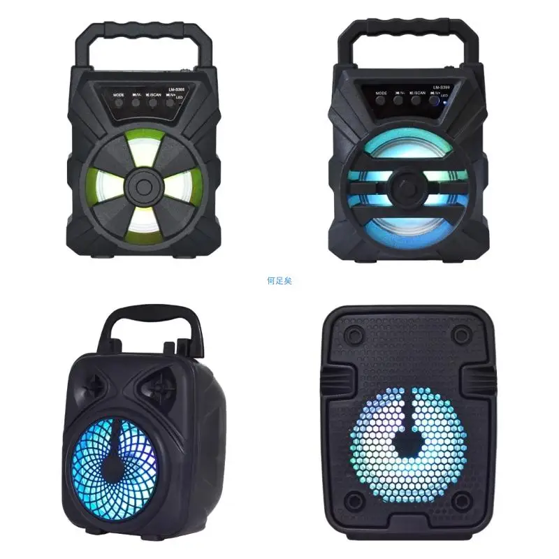 Portable Party Box Bluetooth-compatible Speaker 5W Power Karaoke Machine Microphones Bass and LED Light USB Connection Good