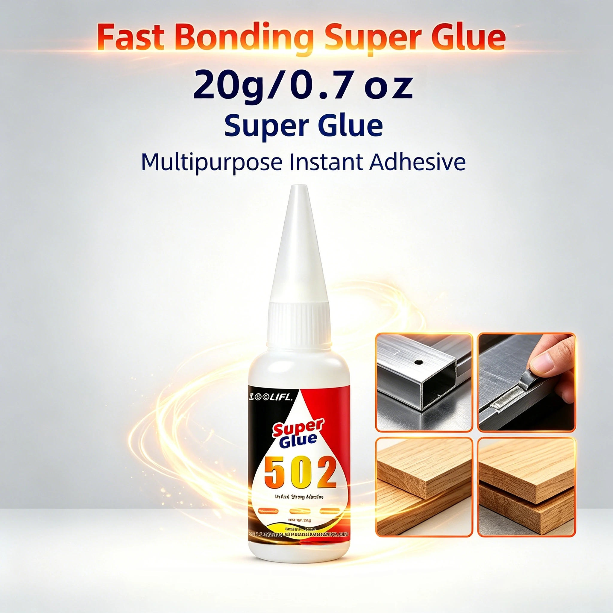 Superkleber 502, sofort trocknender, schnell trocknender Klebstoff, starke Bindung, Metall, Kunststoff, Keramik, universeller Reparaturkleber, Heim-DIY-Handwerkzeug