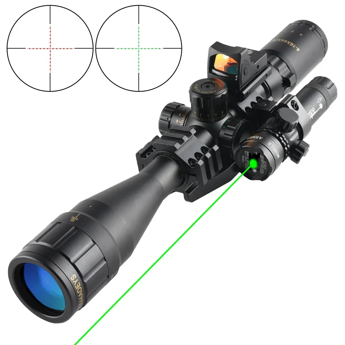 Tactical 4-16x44AOEYS Hunting Scopes Red/green Laser Dot Flashlight Combo Riflescope Outdoor Shooting Airsoft Sight Scope - view 5