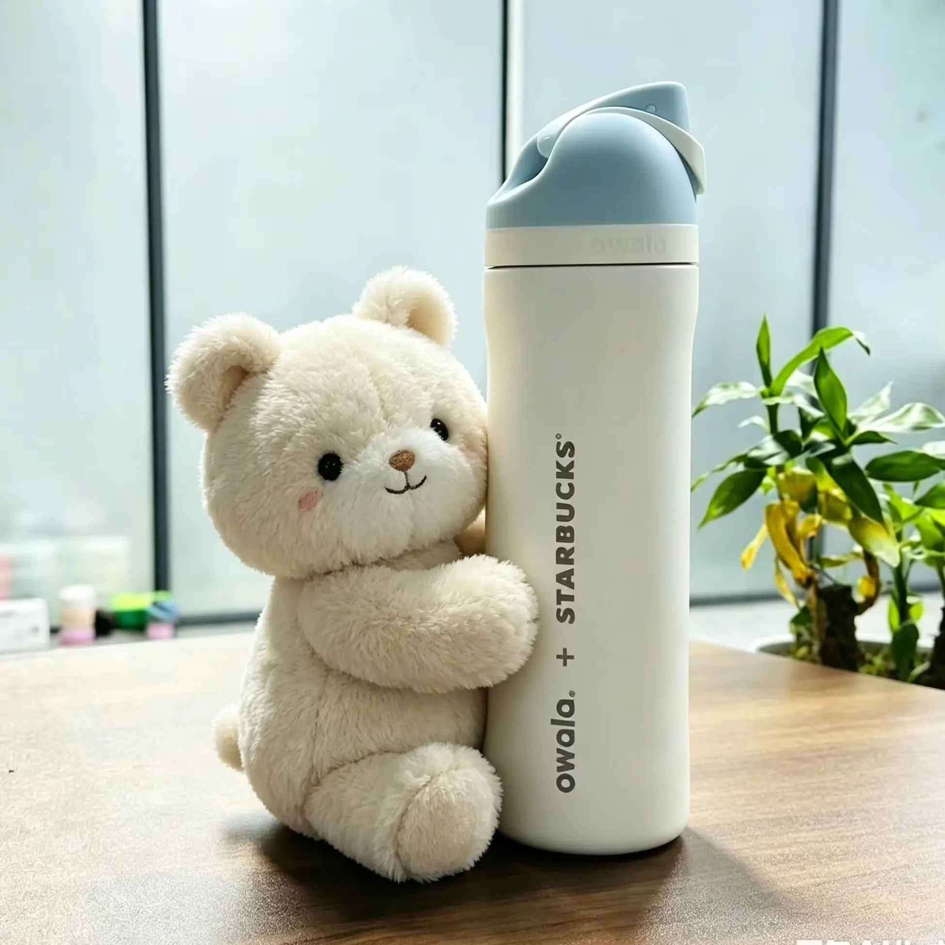 Owala Korean Limited Edition Thermos Cup, Cherry Blossom Pattern Straw Cup, 24oz Portable Water Cup