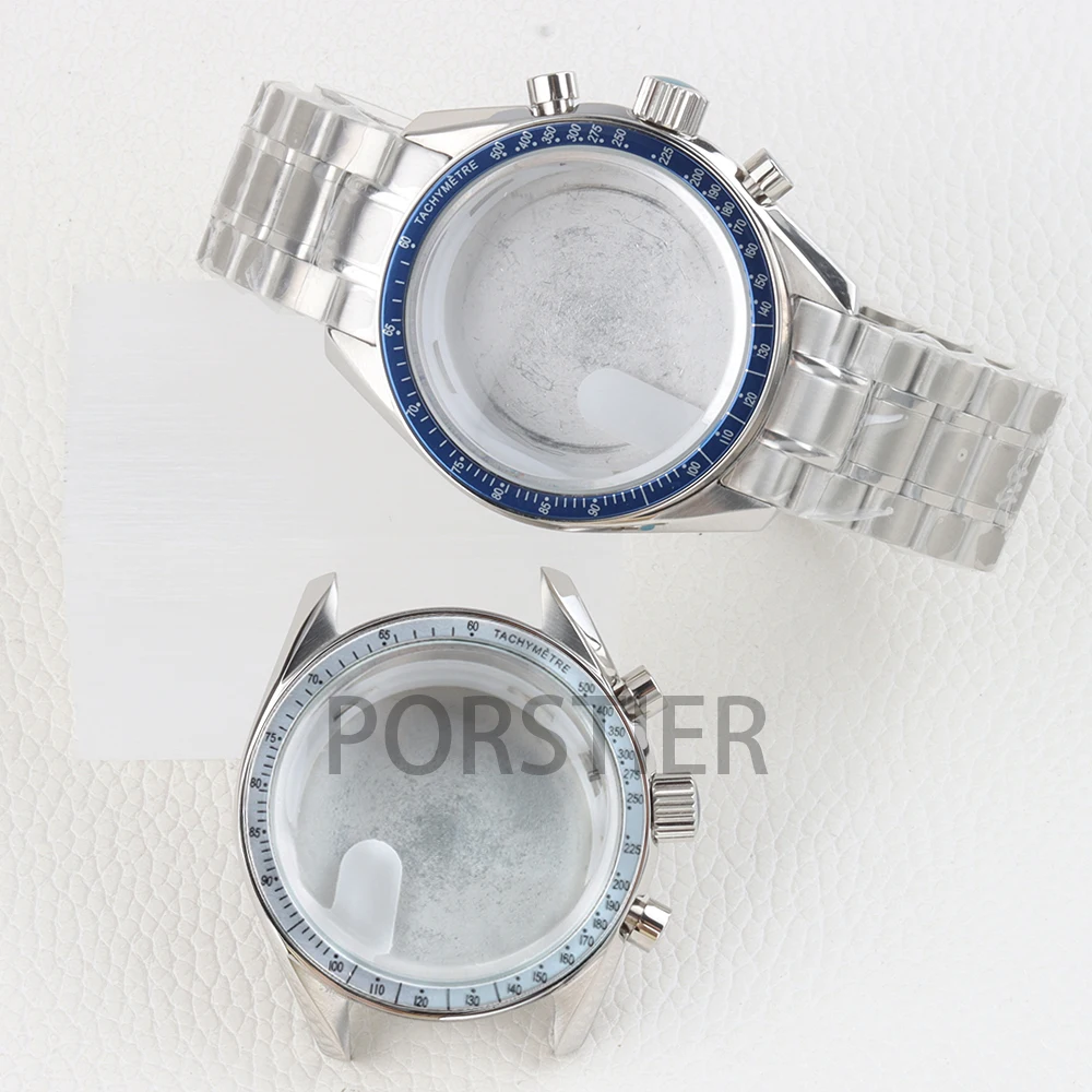 silver 40MM VK63 Case 20MM Brushed Strap Stainless Steel Water Resistant For CHRONOGRAPH VK63 VK64 Quartz Movement 32.5MM Dial