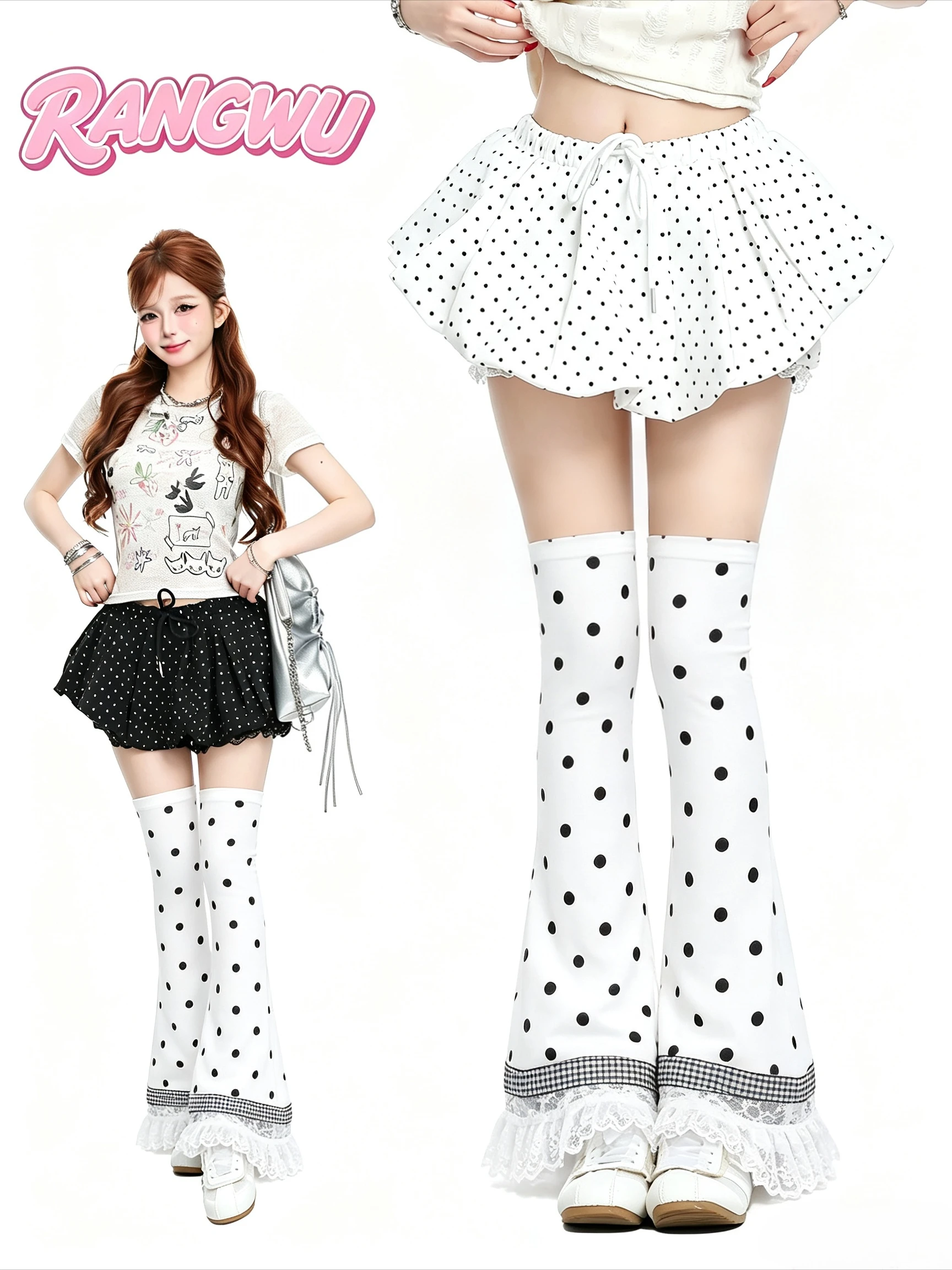 Gothic Lolita Lace Knee High Leg Warmers Women Y2K Kawaii Flare Leg Socks Harajuku Style Leg Cover For Cosplay Daily Wear