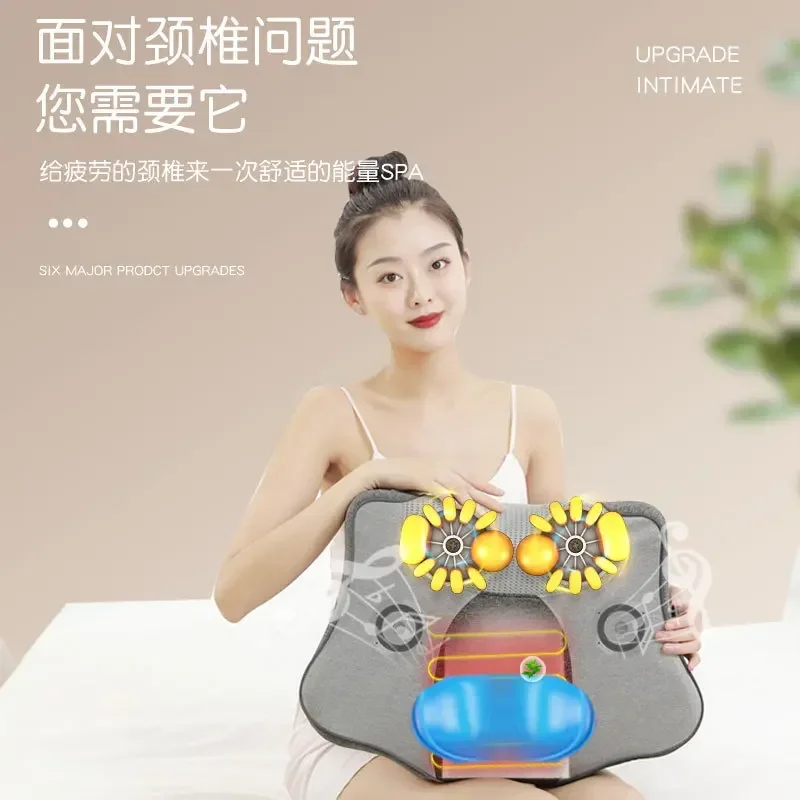 Cervical Spine Shoulder and Neck Back Electric Airbag Hot Compress Massage Pillow Multi-functional Kneading Massager