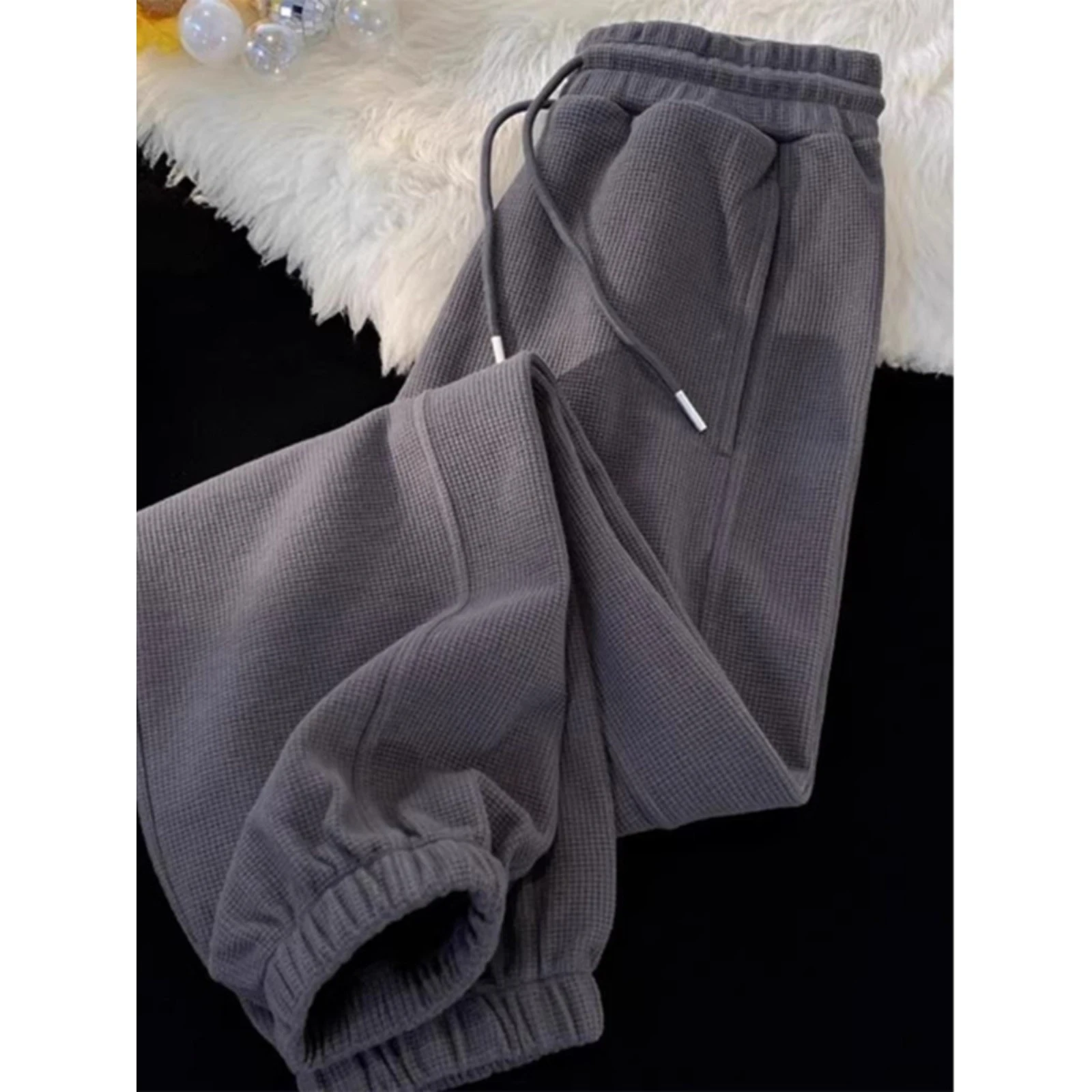 

Extra Large 300 Pou Hong Kong Sle Wer id Men's Autumn Winter High Street Casual Pants Fce Lined Loose Wide Leg Pants