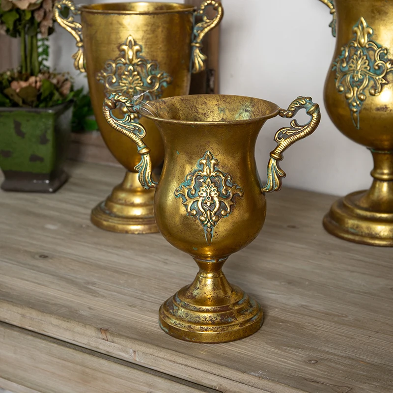 Imagem -04 - Decoração de Desktop Balde de Armazenamento Forma Irregular Dourado Vintage Flor Ware Embarcação de Ferro Europeu Banquete de Casamento Vaso de Mesa