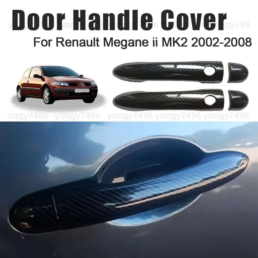 Car Upgrade Carbon Fiber Door Handle Cover For Renault Megane ii MK2 2002 2003 2004 2005 2006 2007 2008 Accessories Stickers