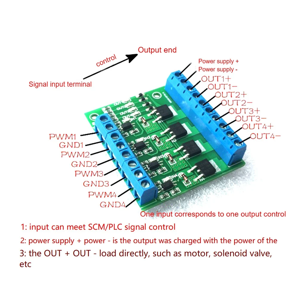 Módulo de tubo de efeito de campo de tubo mos de 4 canais amplificador placa de circuito módulo de driver optoacoplador isolamento dc modulen01r