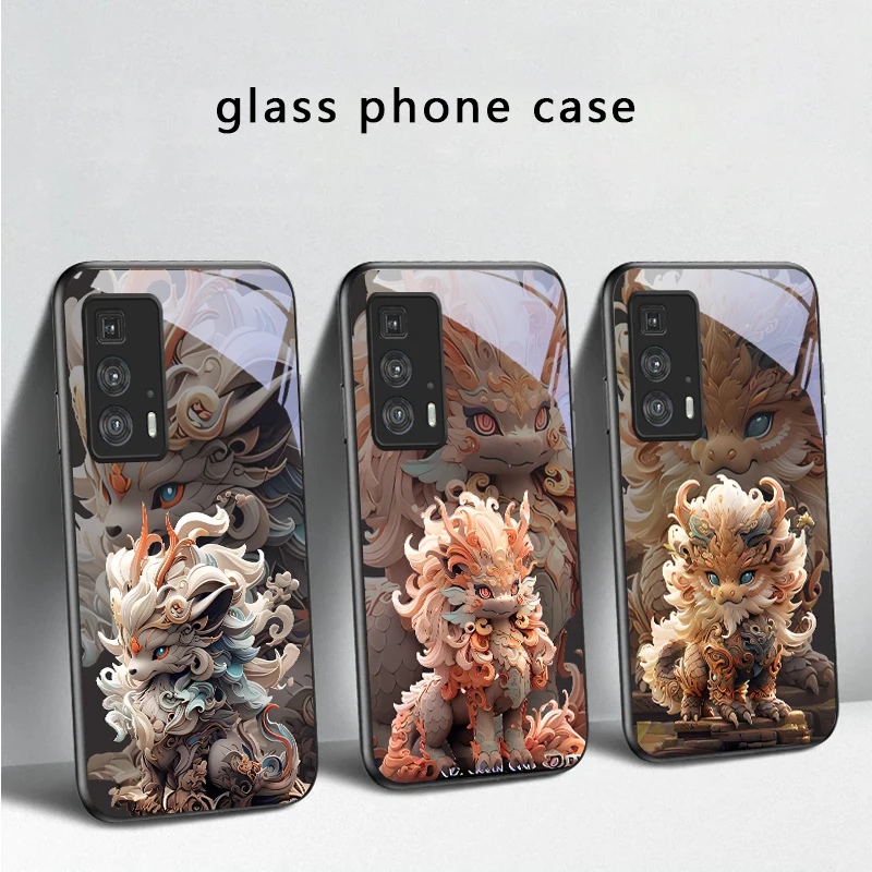 

Kirin with flowing hair For Motorola Moto Edge 20 Lite 30 Pro 40 Neo 50 Ultra G45 G54 G55 G75 G84 G85 G Play 23 Glass Phone Case