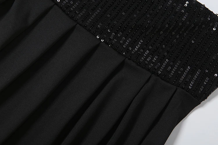 Weird Puss Sexy trägerloses Minikleid für Damen, mit Pailletten, Patchwork, Wickeldetail, rückenfrei, figurbetont, pfirsichfarben, Street-Style, gerafft, elegant, Bodycon – Detail 8