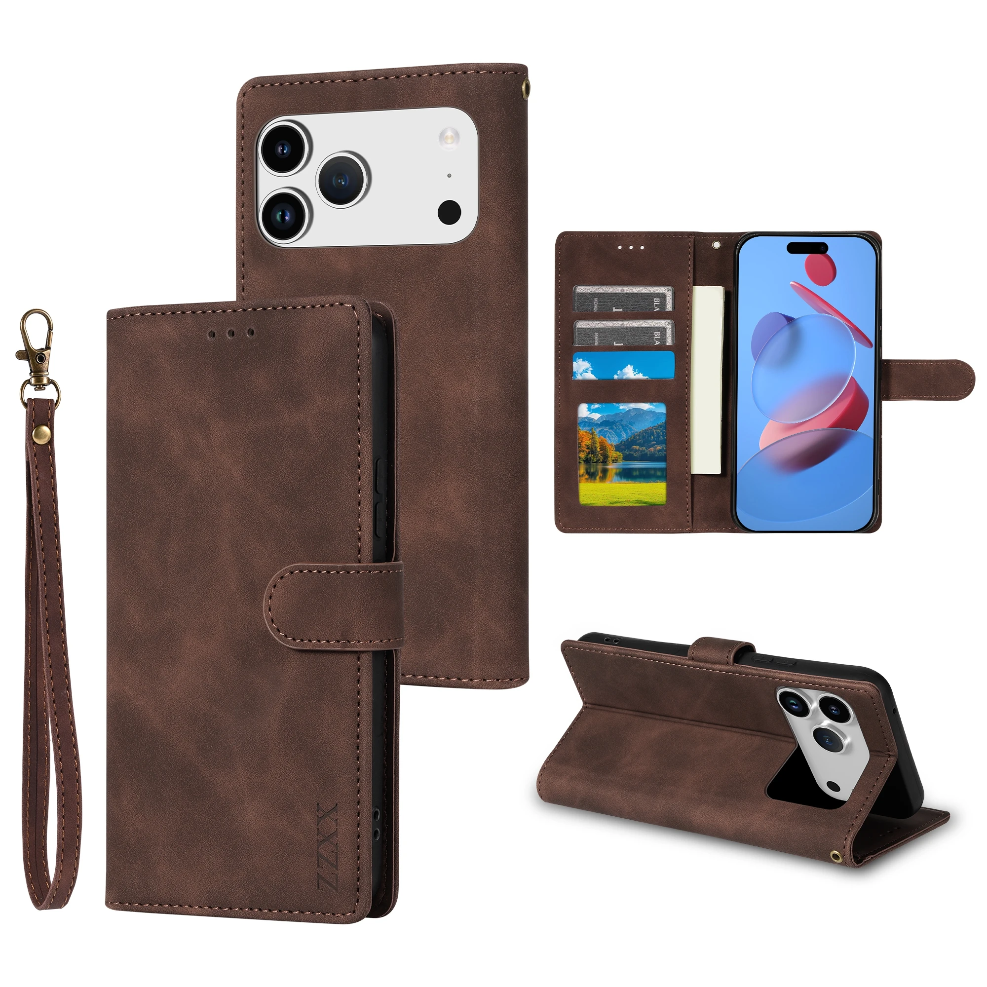 Portemonnee Huidvriendelijk Met Kaartsleuf Beugel Magnetische Flip Case Voor Apple iPhone Air 17 Pro Max 16e 15 Plus 14 13 12 11 XR Cover