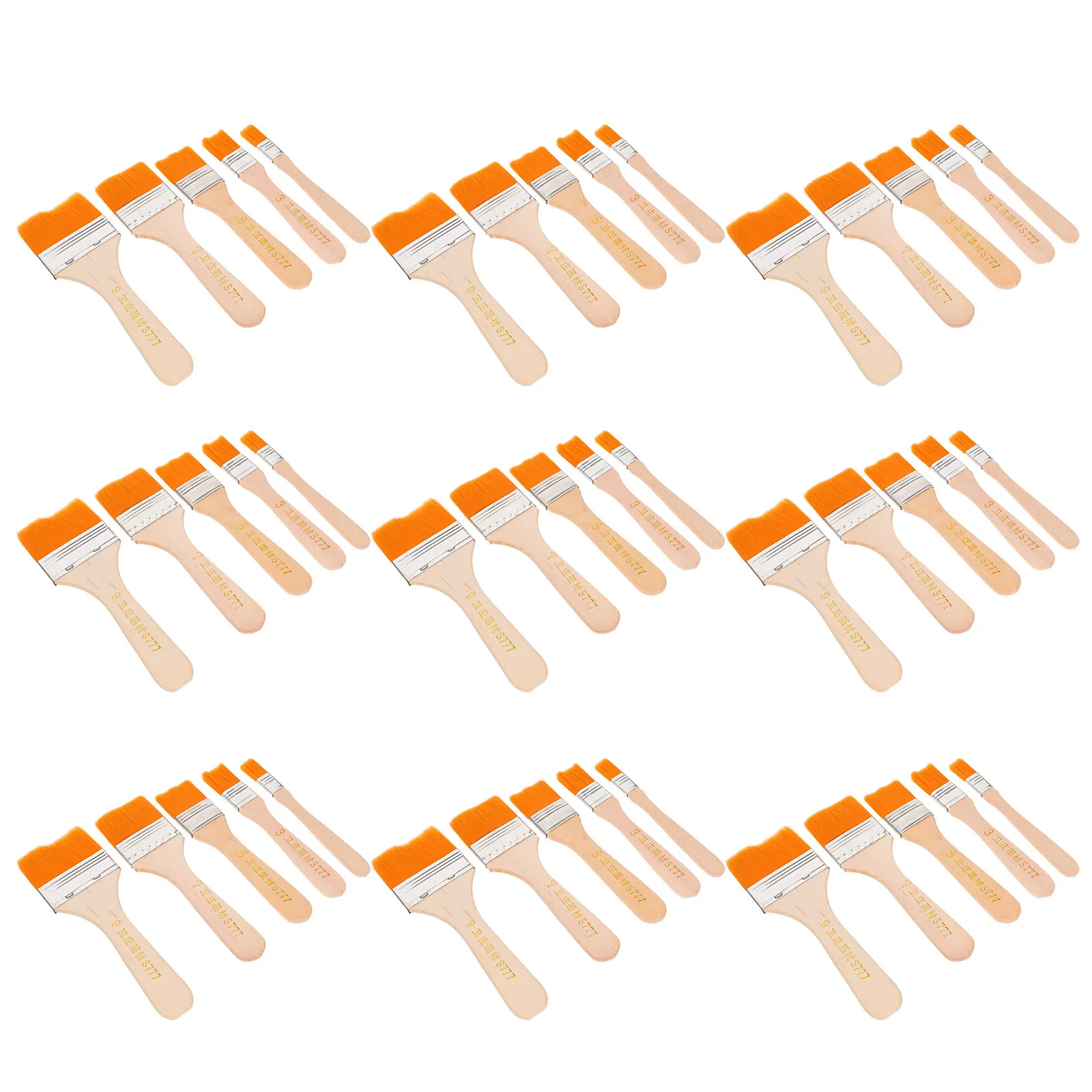 

50Pcs Oil Painting Brushes Flat Wooden Nylon Paint Brush Set Multifunctional Art Tools Suitable for Acrylic Watercolor Varnish
