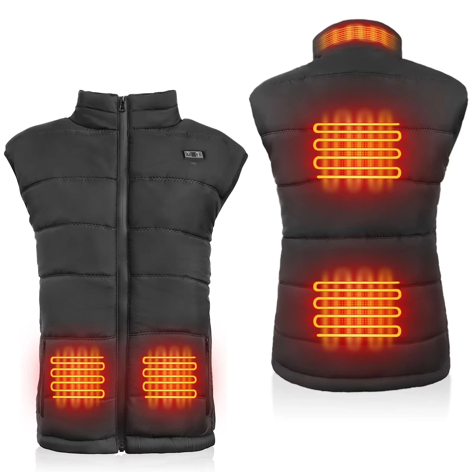 Heated Vest for Women Men 7.4V Battery Pack Dual Control 5 Zones USB Electric Heating Puffer Body Warmer Warm Winter Vest