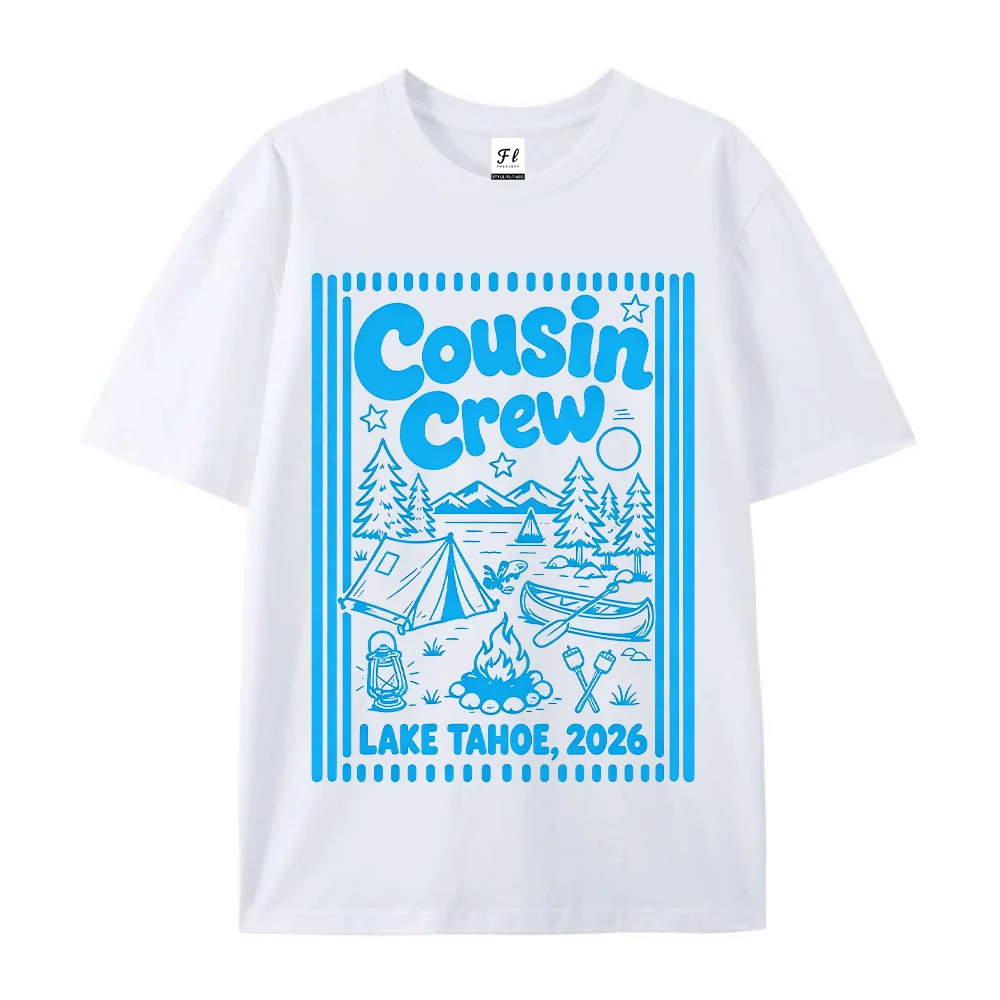 Female T Shirt Cousin Crew Lake Tahoe Camping Graphic Printed Short Sleeve Cotton Casual Loose Tee Tops Vintage Clothes